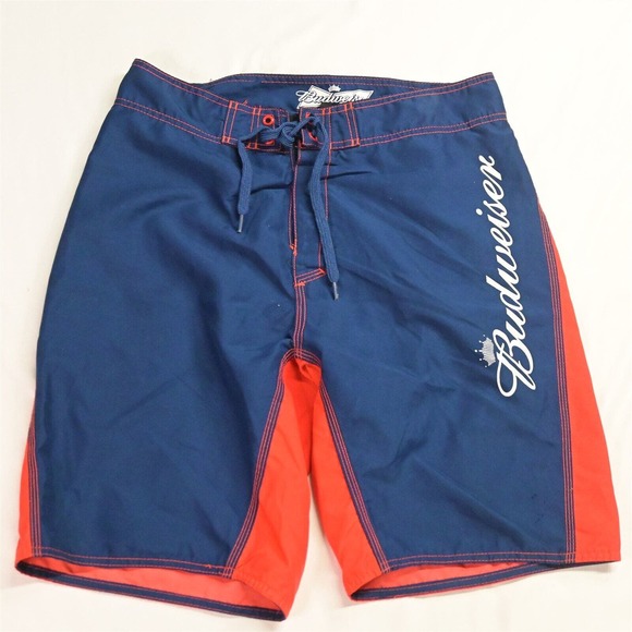 Budweiser 34 x 10" Blue Red White Logo Unlined Board Shorts - Picture 1 of 7